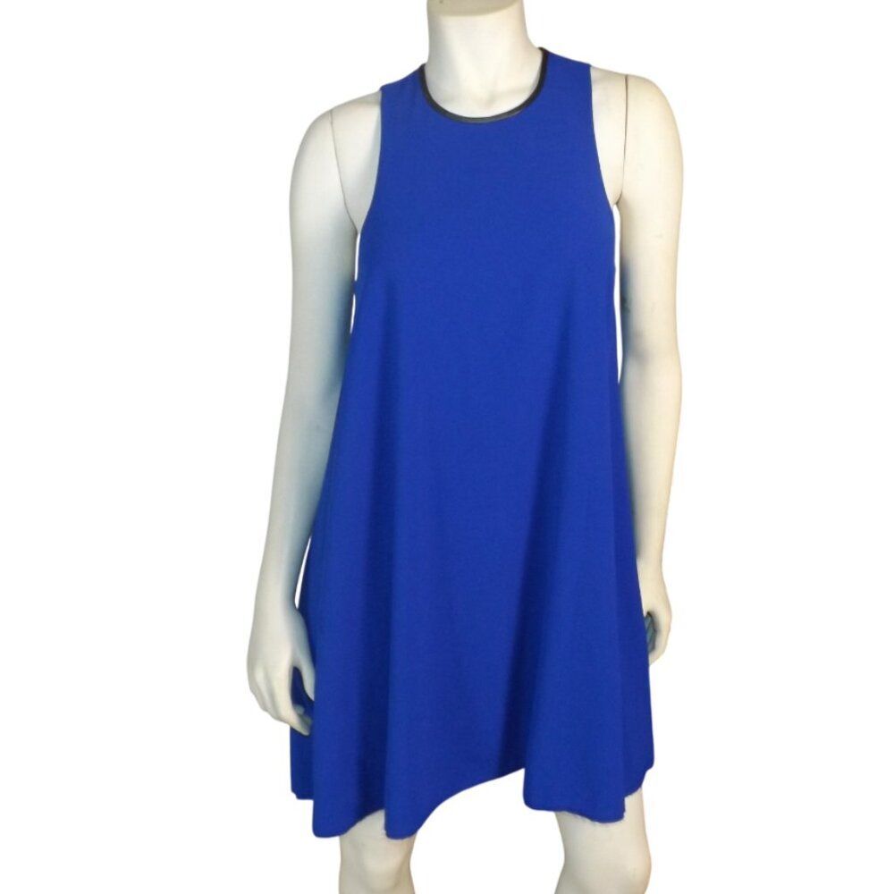 T ALEXANDER WANG Dress, 2, Blue, Black Leather trim, Shift, Flowy, Sleeveless